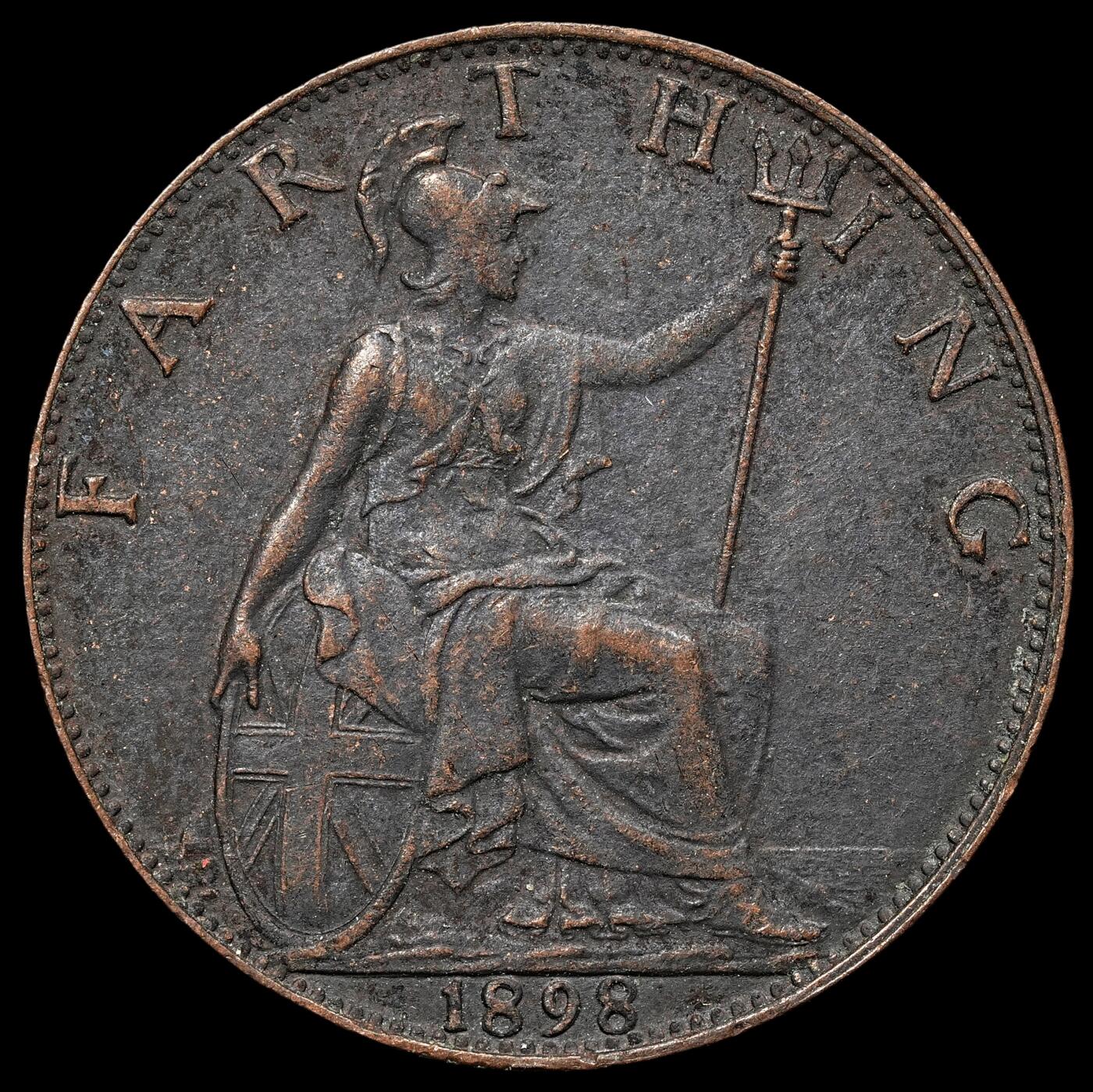 修遠堂世界钱币第106期，请看参拍说明 1898年英国1法新铜币