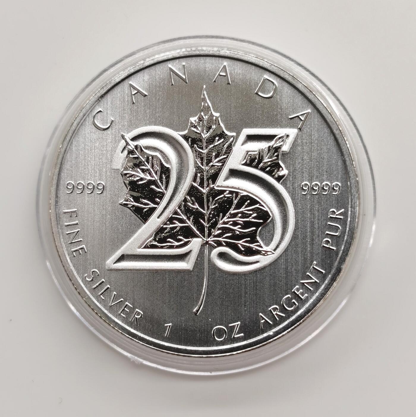 博洋堂世界钱币拍卖第163期（全场包邮） 加拿大2013年5元普制银币 枫叶-发行25周年 1盎司9999银