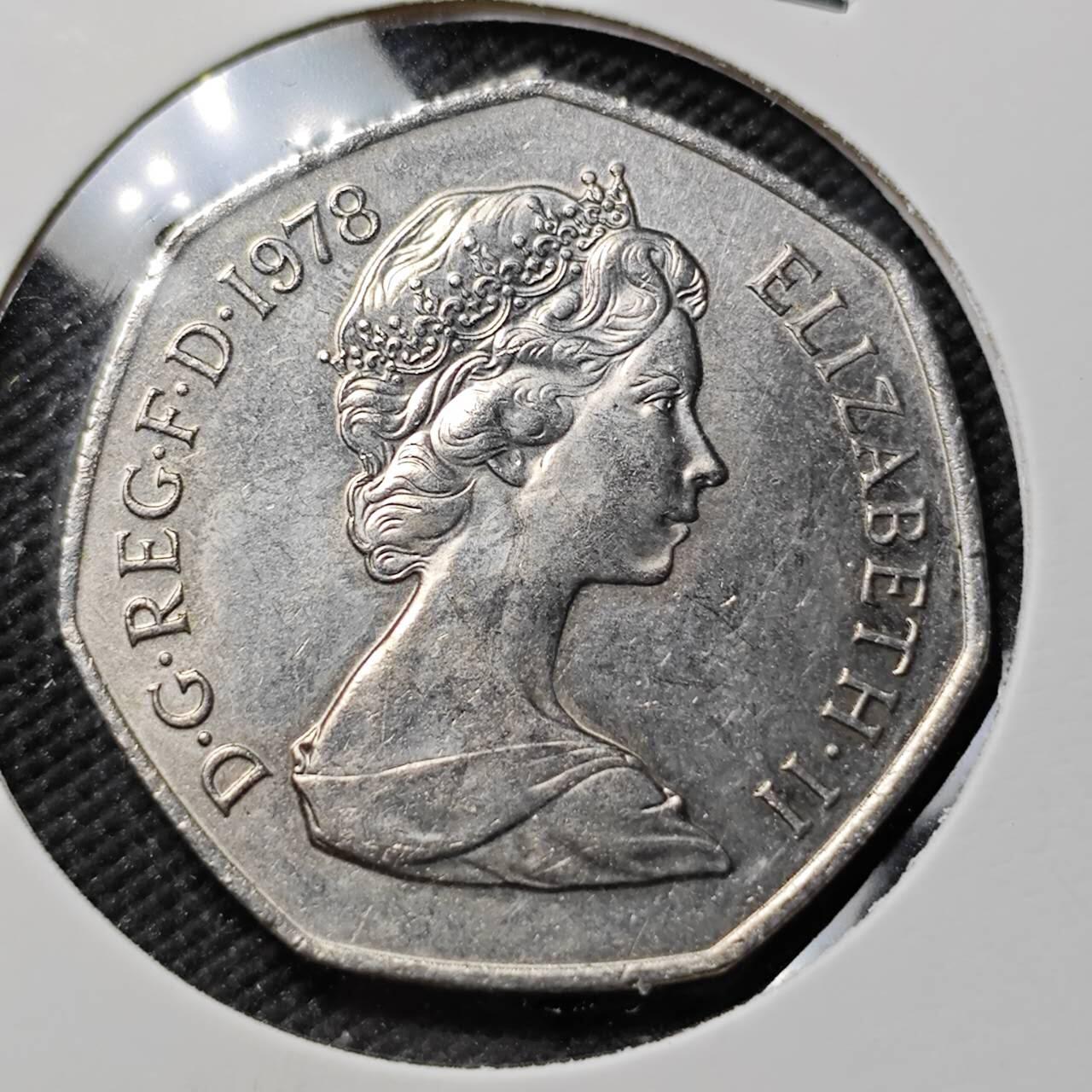 KK钱币收藏小铺   第401期 2月预留时间 周末发货  英国大50便士 好品