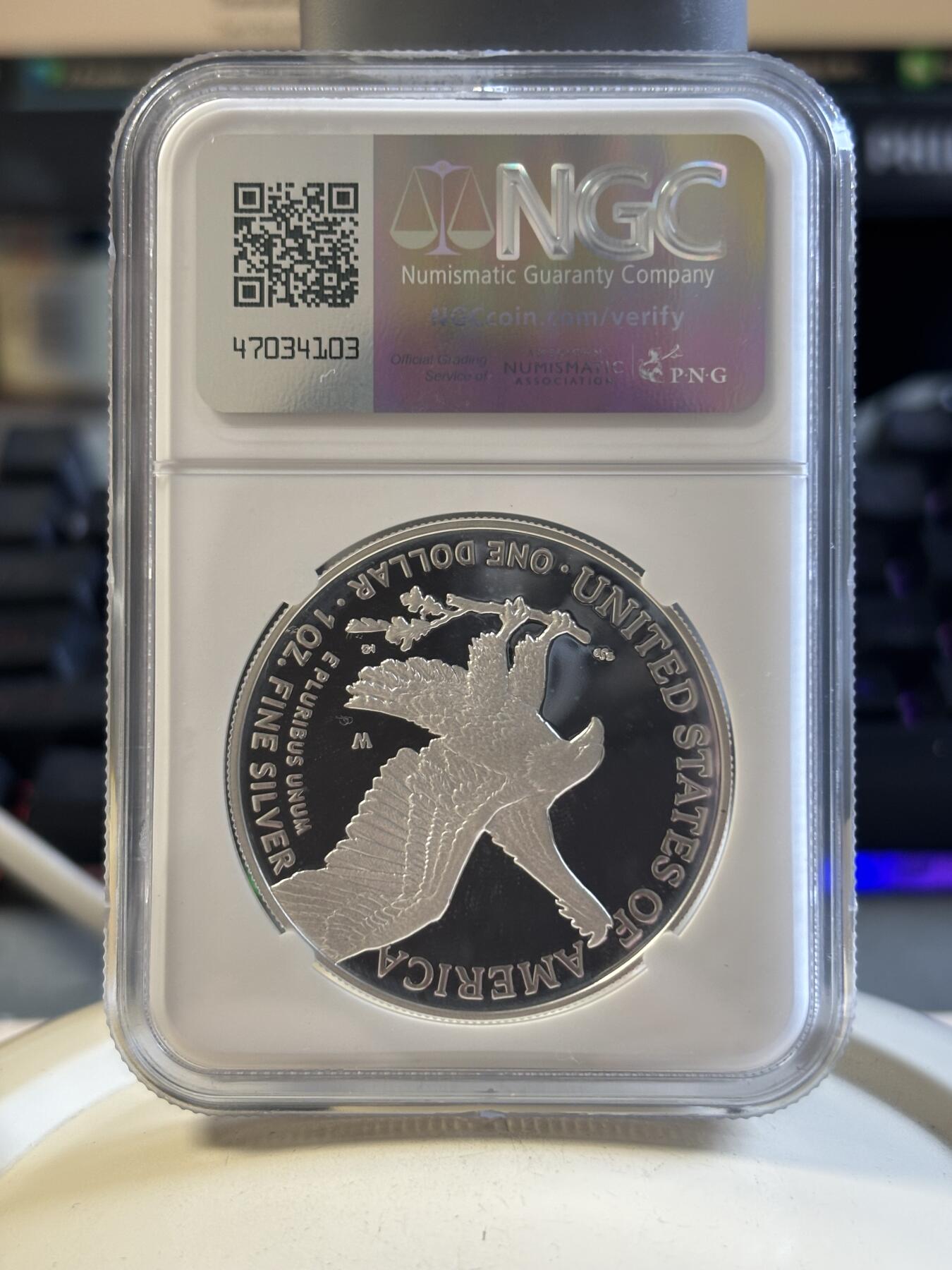 第192期拍卖 美国2024年鹰洋1盎司行走女神精制纪念银币NGC-PF70首，1盎司，999银，