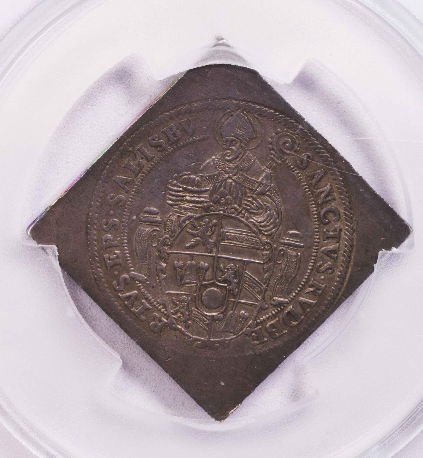 PCGS-AU50 1593萨尔茨堡菱形2泰勒超大银币 唯一亚军