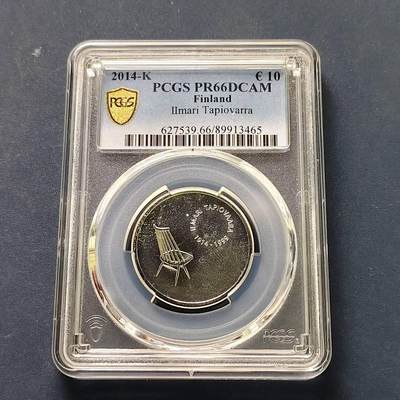 【全场包邮】纯粹捡漏拍509场 - 【收藏级·亚军分】芬兰2014年10欧元设计大师塔皮奥瓦拉精制纪念银币【28.1毫米10克50%】-PCGS PR66 DCAM（更高分仅1枚）