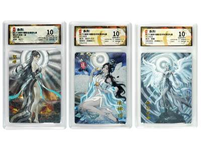 白泽拍卖卡牌手绘专场第33期（去岁千般皆如愿 今年万事定称心） - 2025 琅琊卡藏 联名限定礼盒 霸业丹青第一章 貂蝉&月之有灵 琅琊玥006/010，冰轮圣母017/030  粗闪 保粹评级 1张爆金10 2张10分 特标