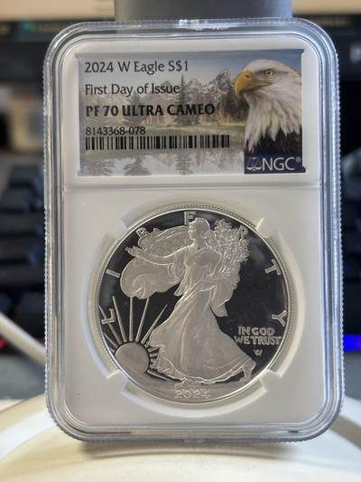 第192期拍卖 - 美国2024年鹰洋1盎司行走女神精制纪念银币NGC-PF70首，1盎司，999银，
