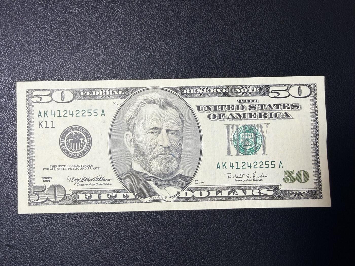 1996年首版大头50美元，品相如图，好品