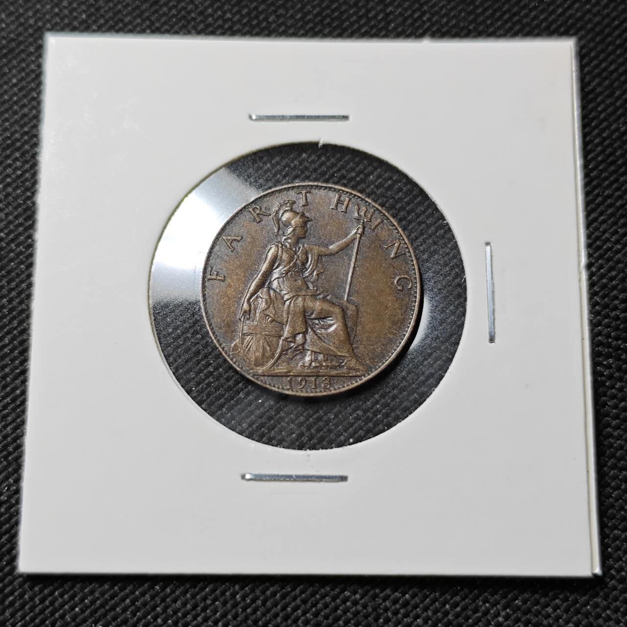 KK钱币收藏小铺   第401期 2月预留时间 周末发货  1913英国1法新铜币