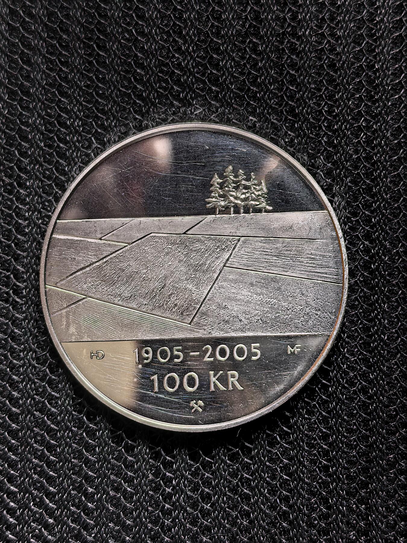 道一币馆币章第一百六十八场 挪威2003年国家独立百年100克朗精制纪念银币  33.6g 925S 