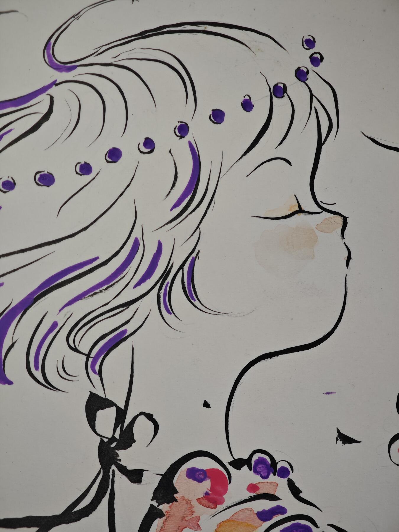 白泽拍卖卡牌手绘专场第33期（去岁千般皆如愿 今年万事定称心） 2024 王小玩手绘画 风 尺寸：15cm*15cm  王小玩亲签