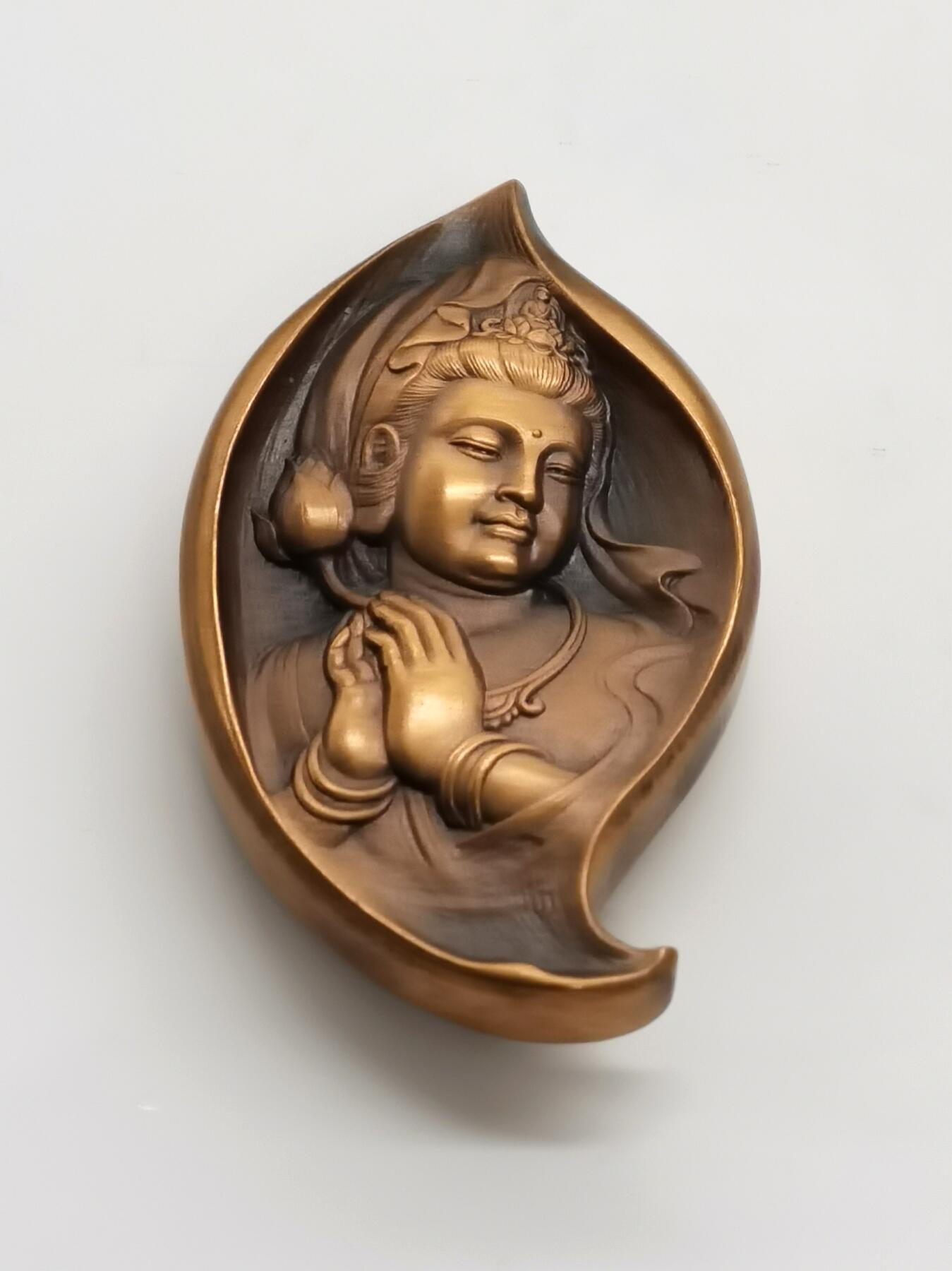 博洋堂世界钱币拍卖第163期（全场包邮） 中国2014年异形铜章 观世音菩萨 重193克 发行量：369 盒证全