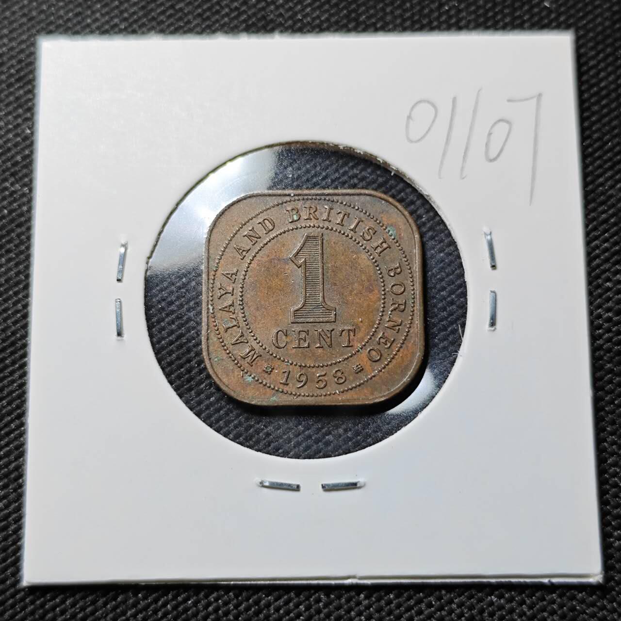 KK钱币收藏小铺   第401期 2月预留时间 周末发货  1958英属马来亚一分铜币