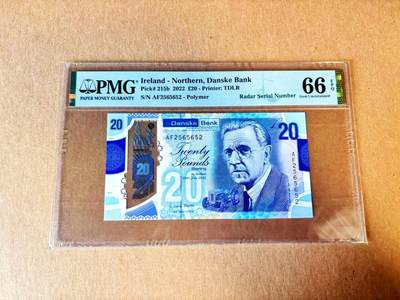  【Blue Auction】世界纸币精拍第791期——18级TOP拍卖/信誉/品质/专业/高效💫 - 【雷达号无47】北爱尔兰 2022年20镑 PMG66EPQ 