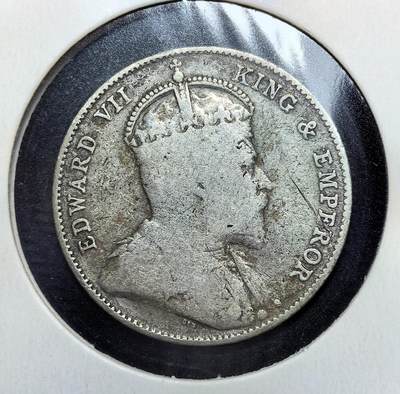 外国优质老铜币银币苏联纪念章，每周六晚九点倒数截拍，满百包邮可寄存，持续收拍 - 英属海峡殖民地1910年20分银币，正面为英王爱德华七世像；背面标明发行地与面值。它是英国殖民东南亚的货币见证，服务于马六甲海峡商贸流通，也是爱德华七世在位末期的典型殖民银币。