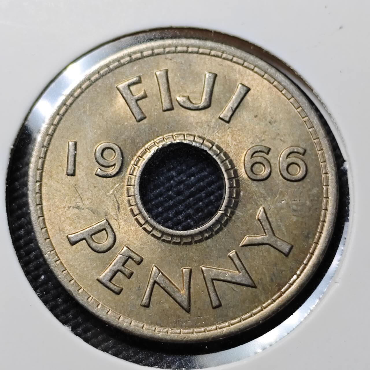 KK钱币收藏小铺   第402期 2月预留时间 周末发货  斐济1便士 好品