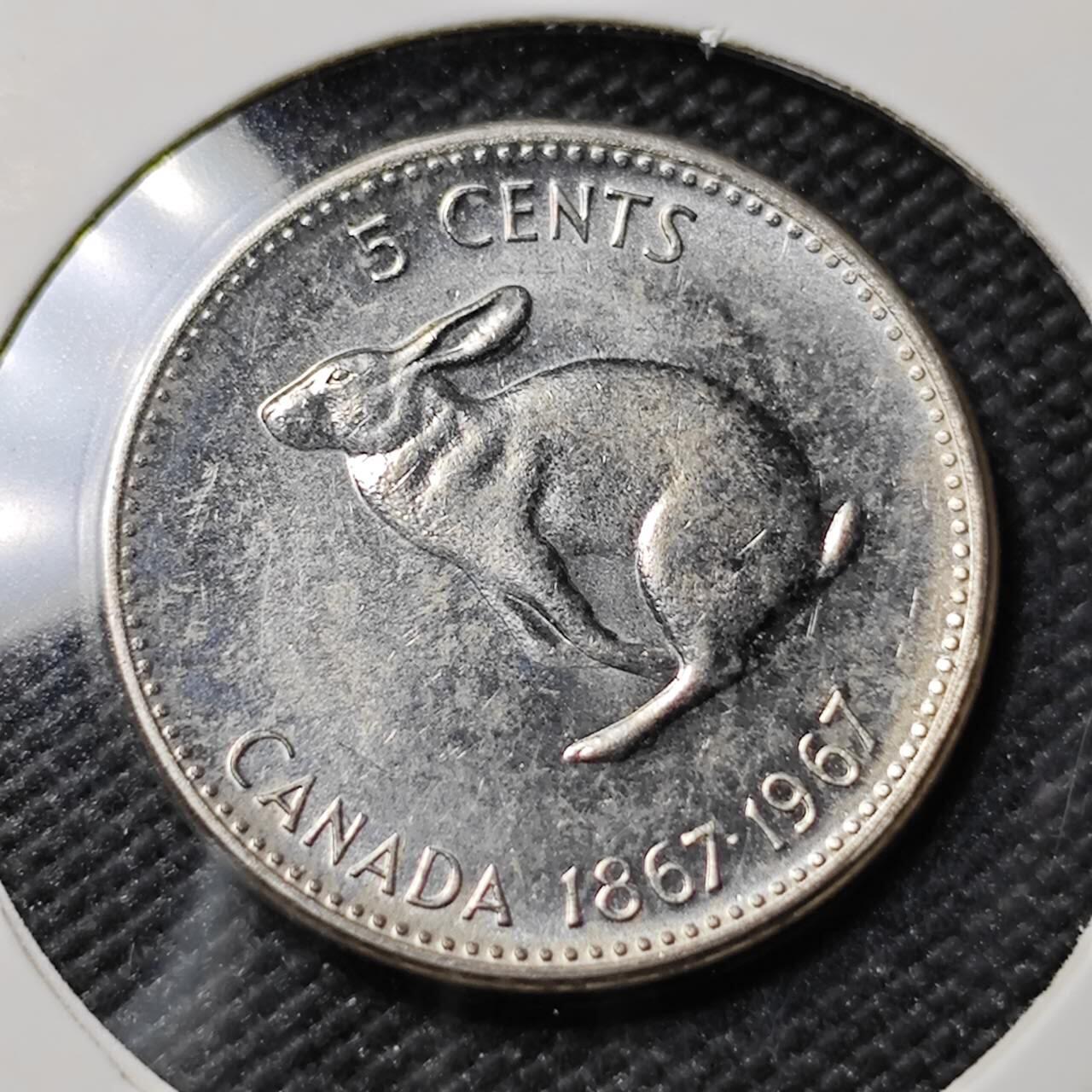 KK钱币收藏小铺   第401期 2月预留时间 周末发货  1967加拿大5分纪念币