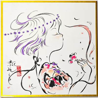 白泽拍卖卡牌手绘专场第33期（去岁千般皆如愿 今年万事定称心） - 2024 王小玩手绘画 风 尺寸：15cm*15cm  王小玩亲签