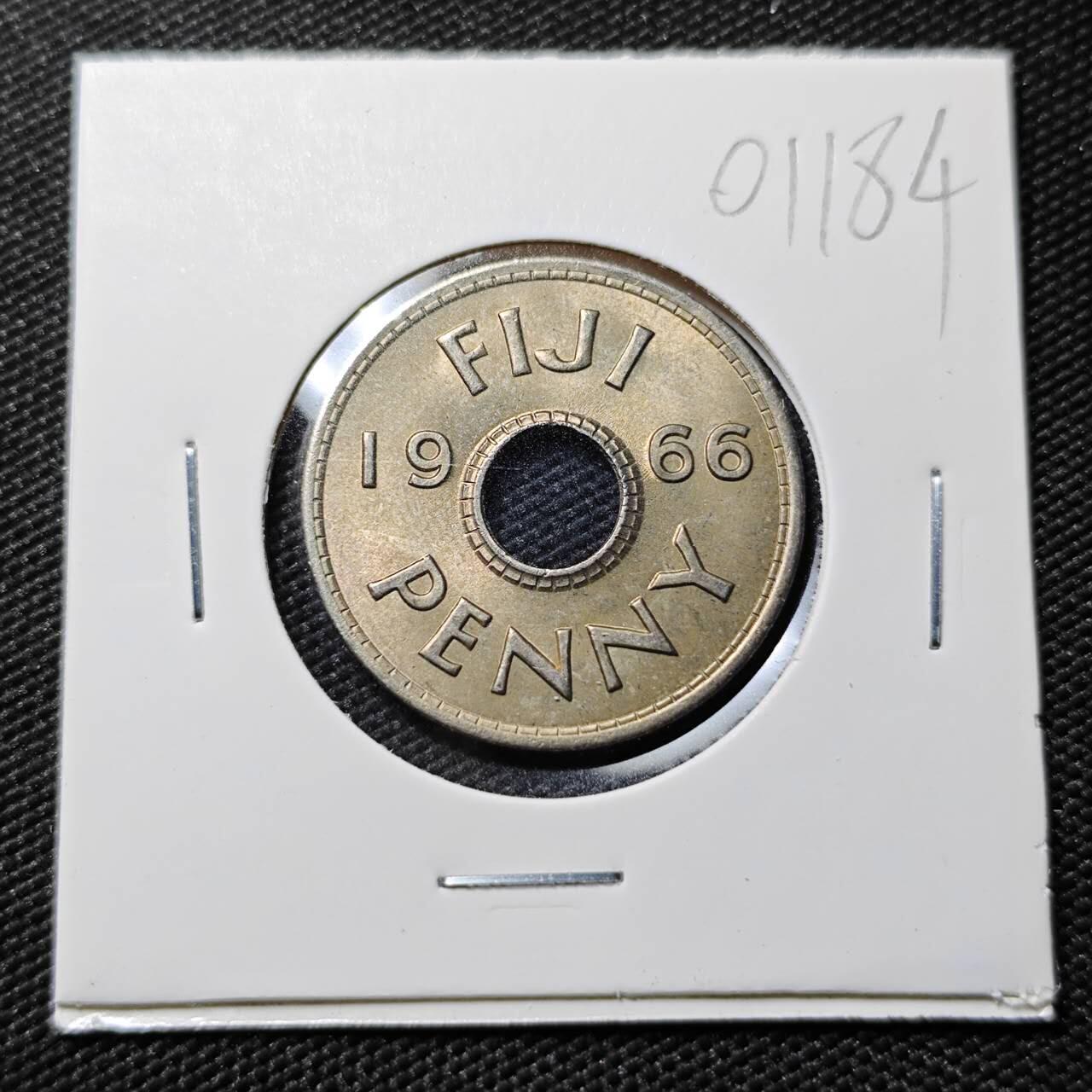 KK钱币收藏小铺   第401期 2月预留时间 周末发货  斐济1便士 好品