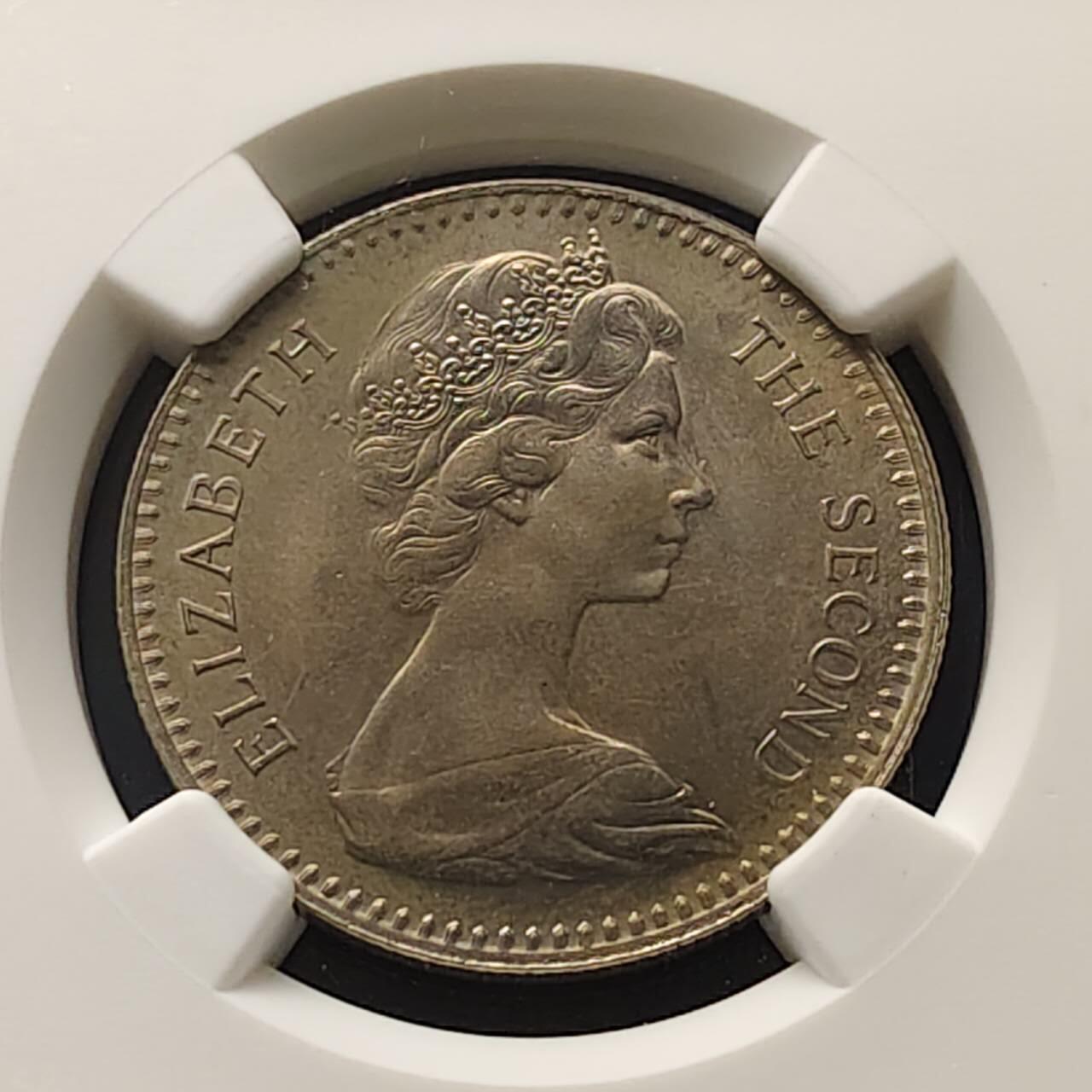 【全场包邮】纯粹捡漏拍509场 【收藏级·稀少】英属罗德西亚1964年女王20分/2先令双面值精制币-量2080-NGC PF64