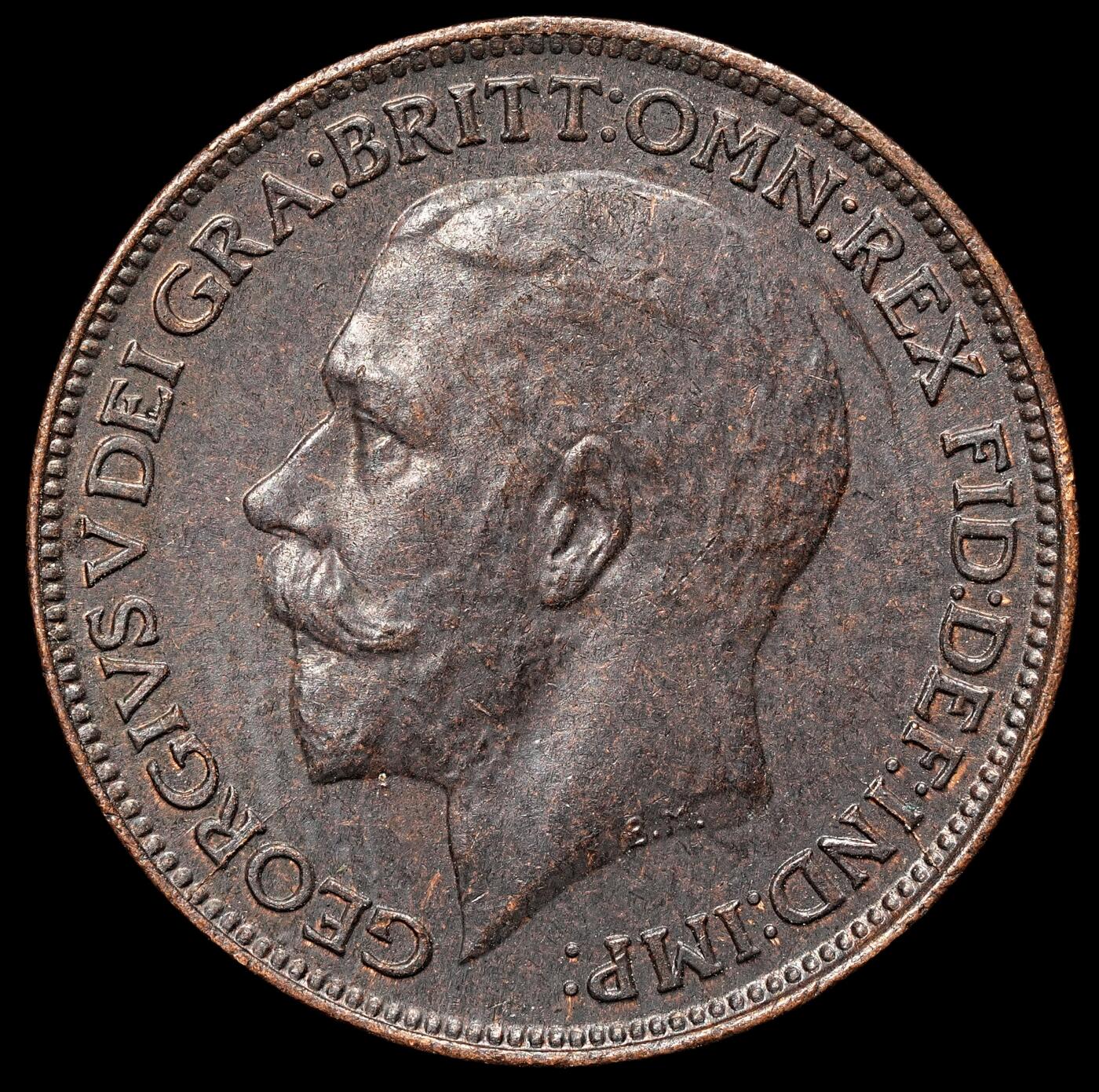 修遠堂世界钱币第106期，请看参拍说明 1914年英国1法新铜币，造币厂熏黑，未流通