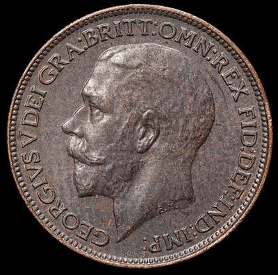 修遠堂世界钱币第106期，请看参拍说明 - 1914年英国1法新铜币，造币厂熏黑，未流通