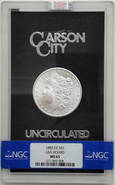 博洋堂世界钱币拍卖第163期（全场包邮） - NGC MS65 美国1883 CC 摩根 稀有卡森厂 GSA绝版大封装 高分难得 车轮转光