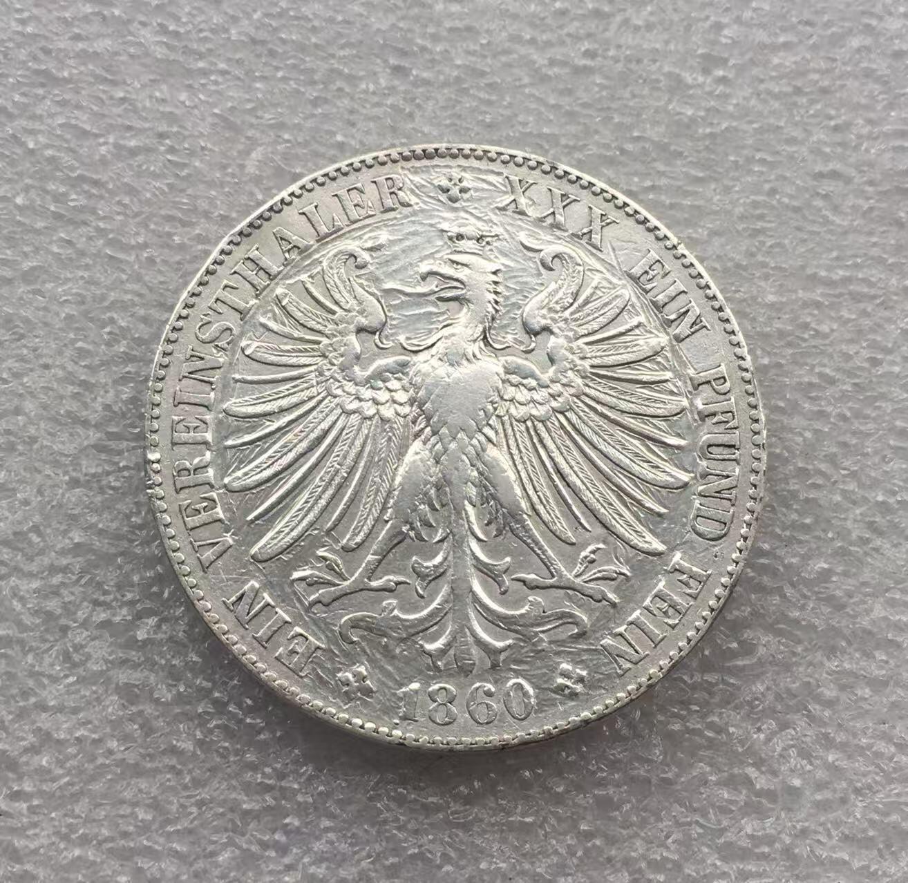 世界钱币专场拍卖 每周二开拍 1860年德国法兰克福日耳曼尼亚少女1泰勒银币