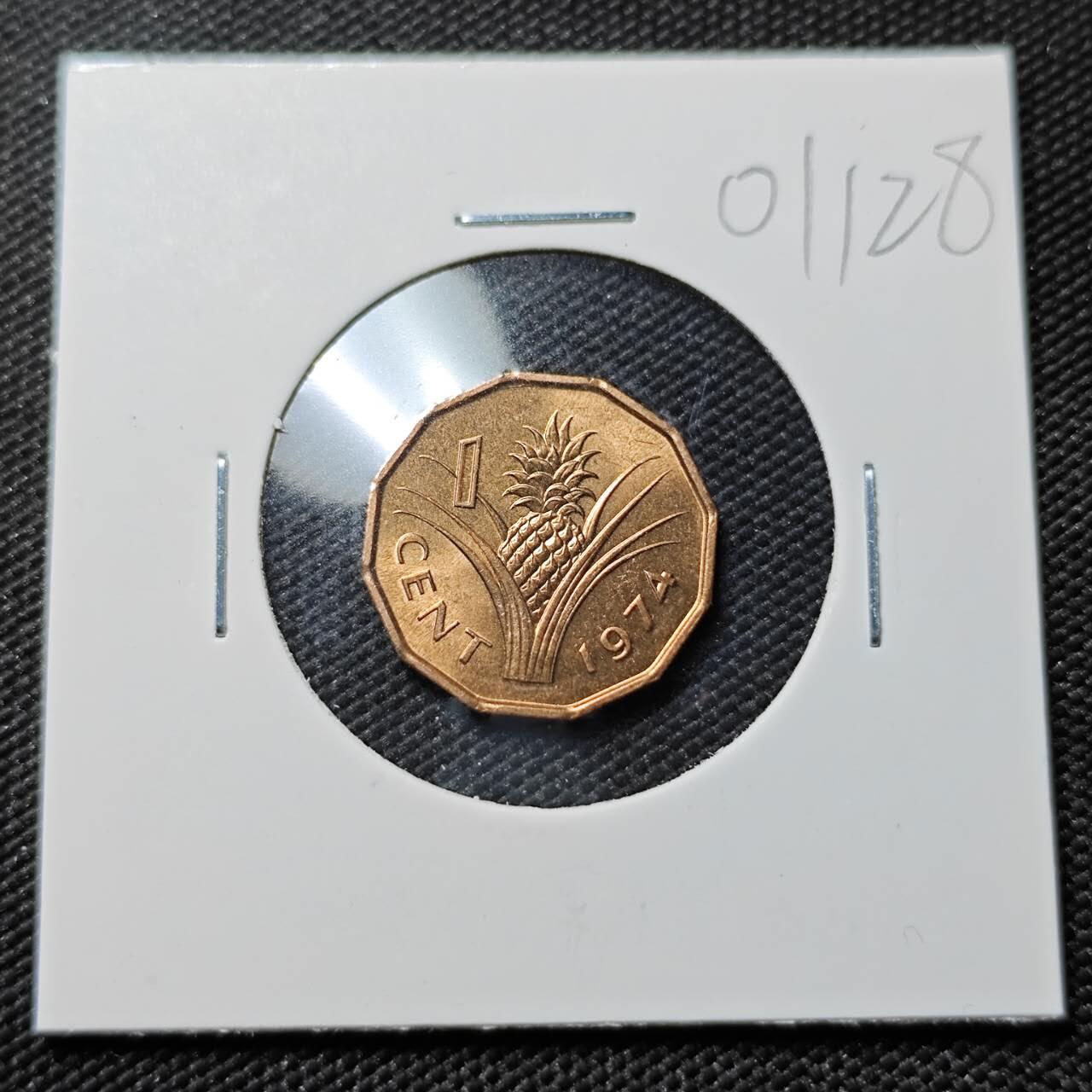 KK钱币收藏小铺   第401期 2月预留时间 周末发货  1974斯威士兰1分铜币 好品