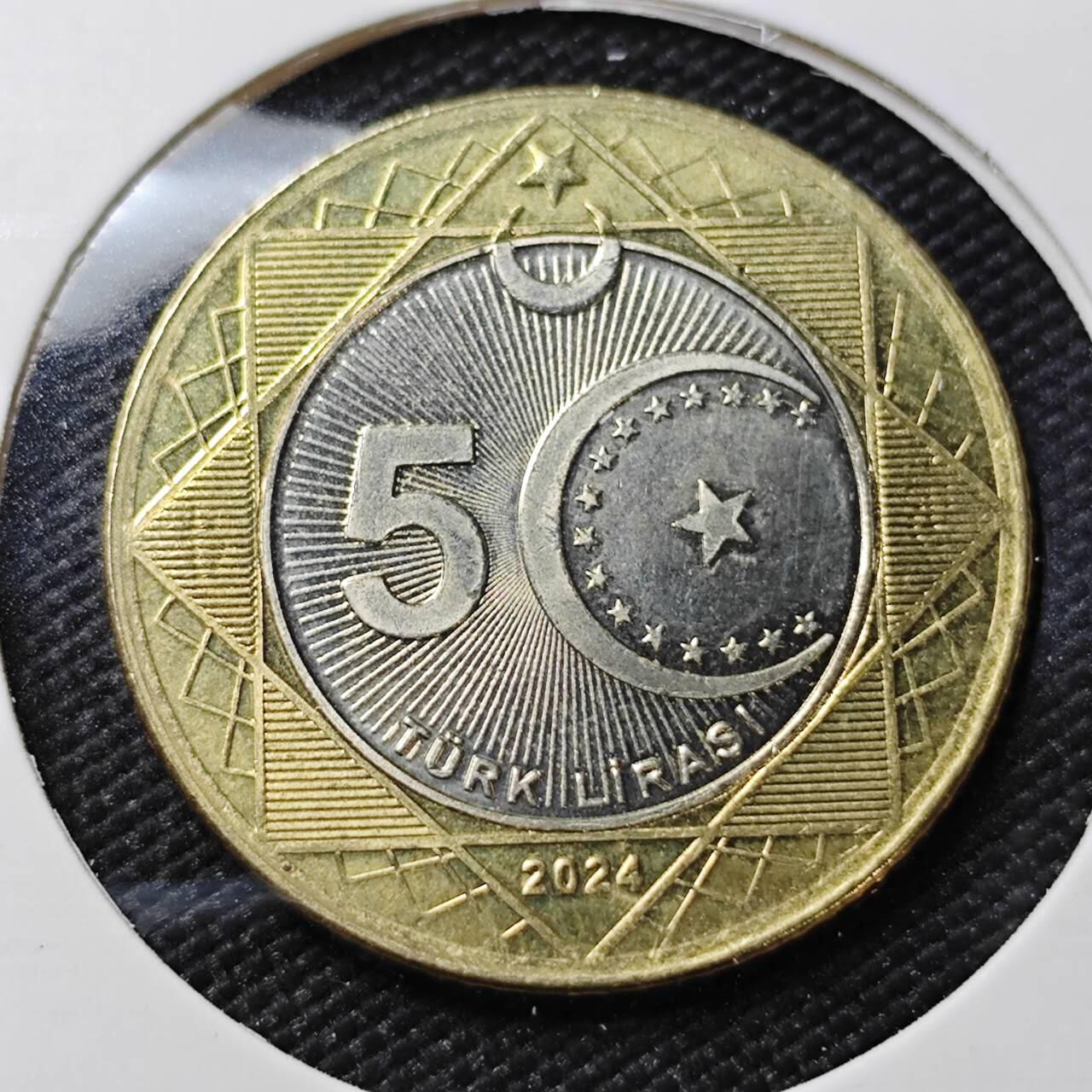 KK钱币收藏小铺   第401期 2月预留时间 周末发货  2024土耳其5里拉双色币