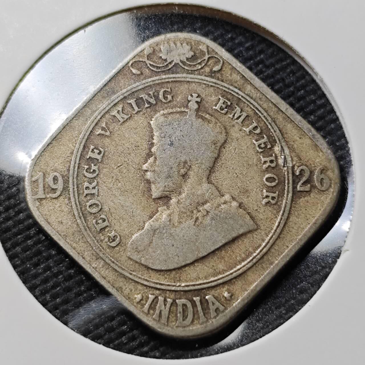 KK钱币收藏小铺   第402期 2月预留时间 周末发货  1926英属印度2安娜