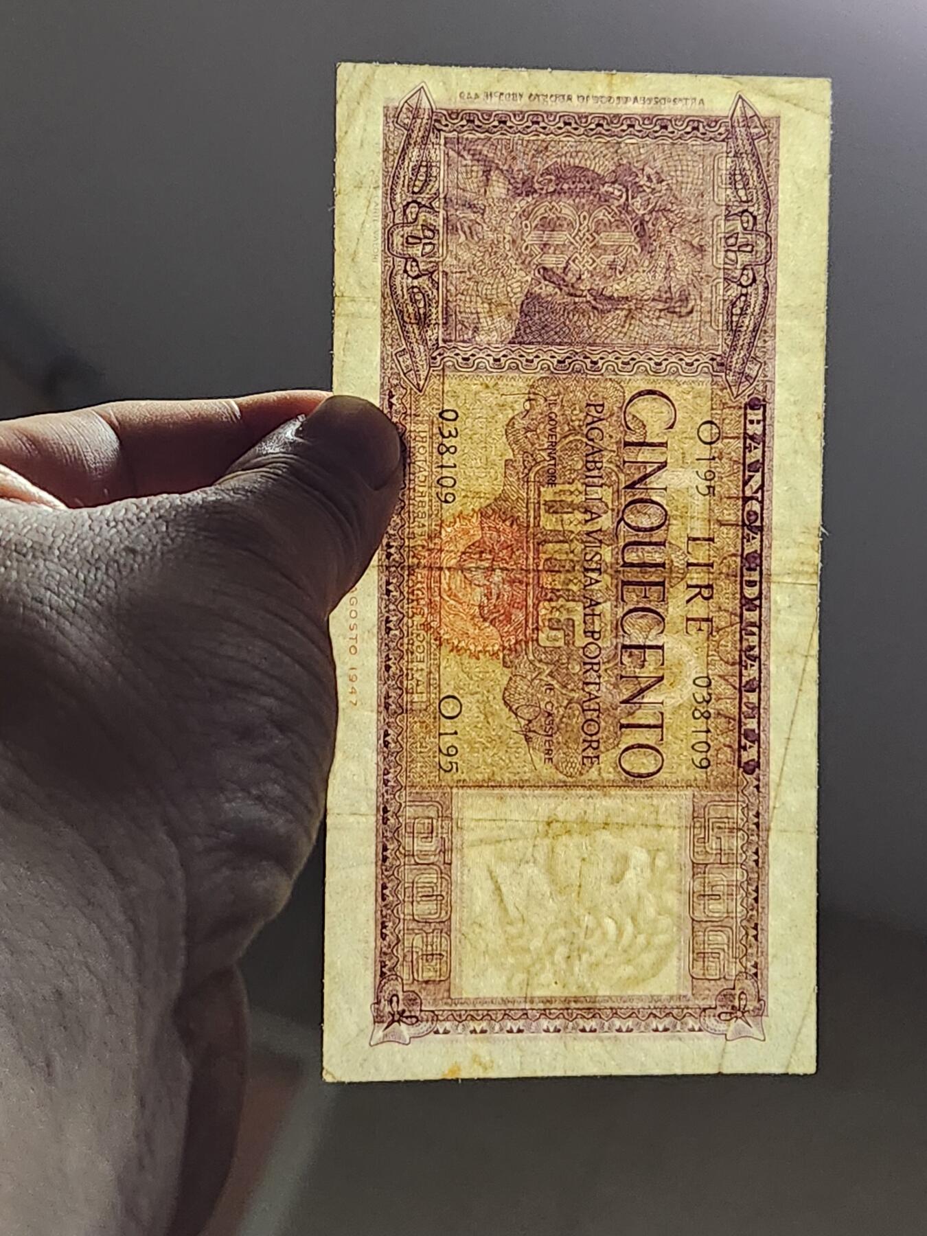 3月6号晚上8点 外国纸币自动截拍第35场 意大利500原票美品