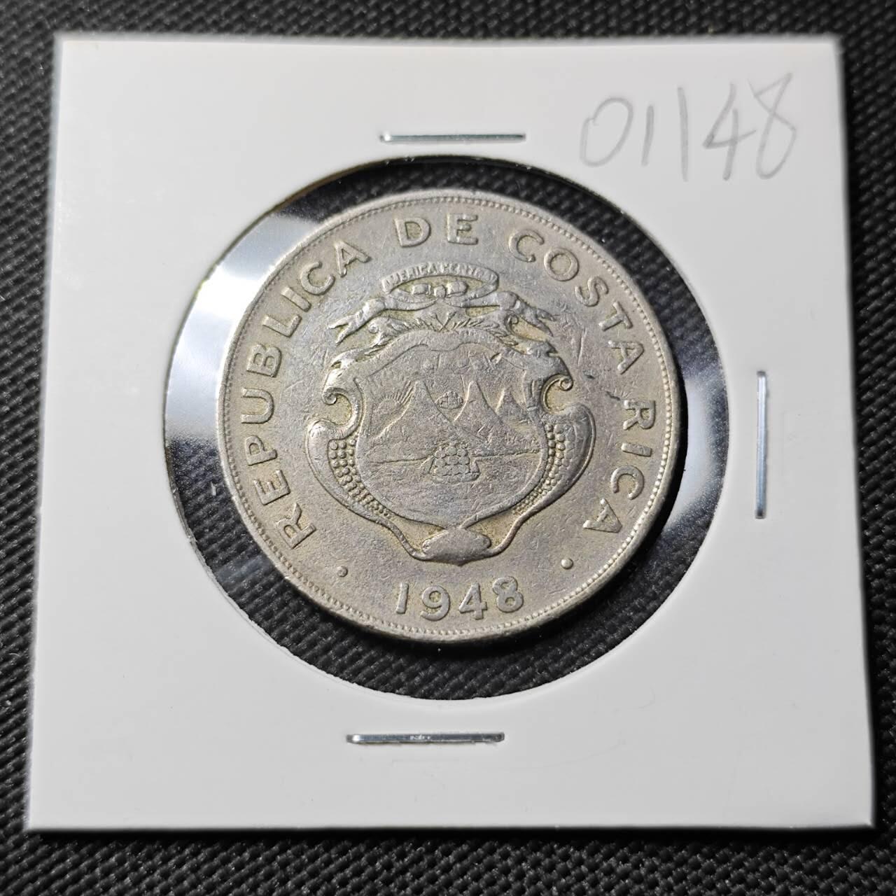 KK钱币收藏小铺   第401期 2月预留时间 周末发货  1948哥斯达黎加1科朗