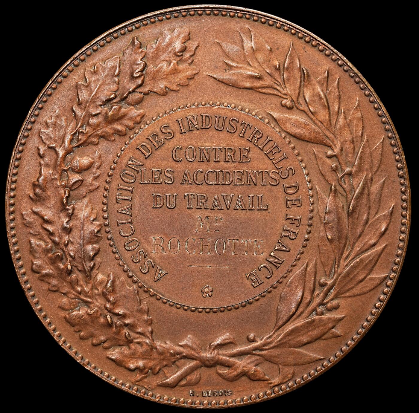 修遠堂世界钱币第106期，请看参拍说明 19世纪末至20世纪初的法国工业安全协会荣誉铜章，50.80mm，64.29g
