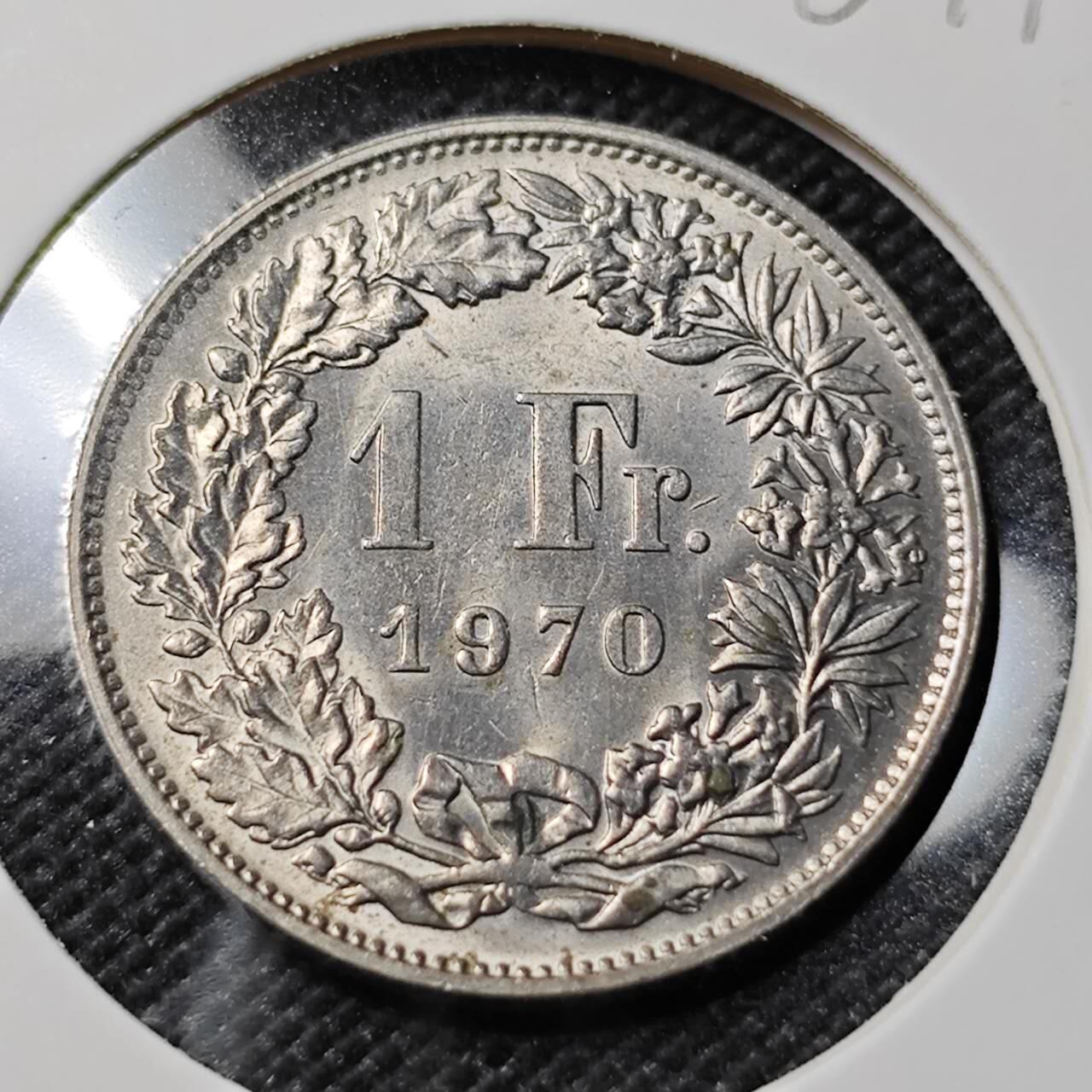 KK钱币收藏小铺   第401期 2月预留时间 周末发货  1970瑞士1法郎 好品