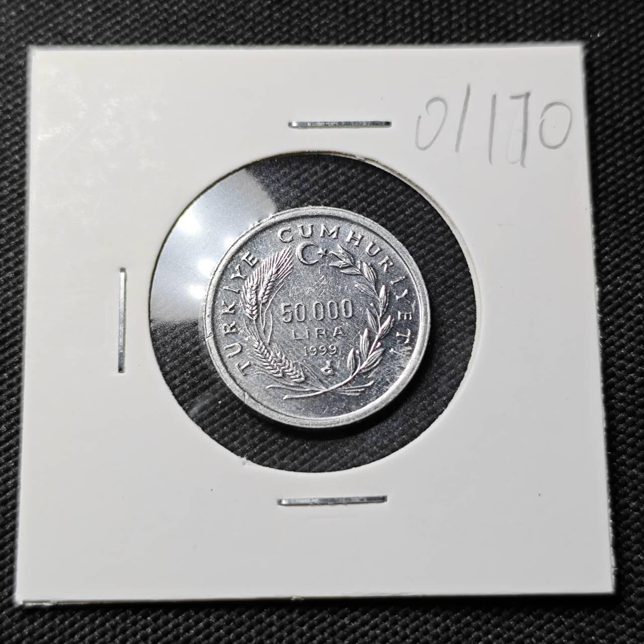KK钱币收藏小铺   第401期 2月预留时间 周末发货  1999土耳其50000里拉