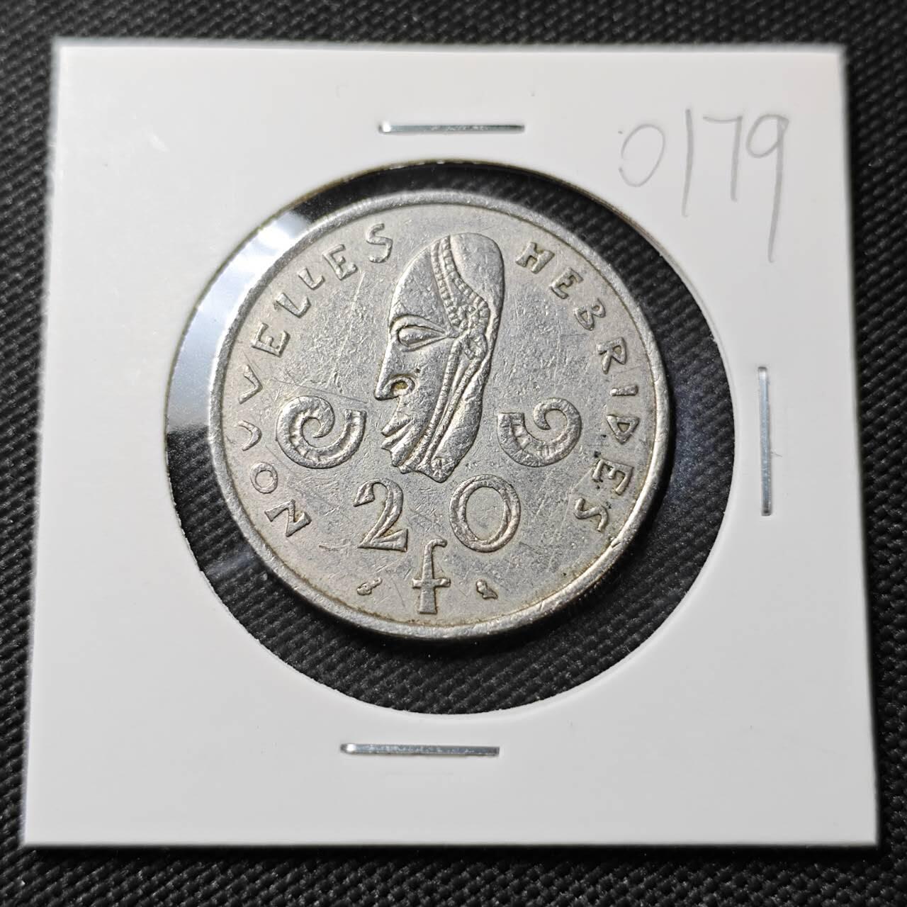 KK钱币收藏小铺   第401期 2月预留时间 周末发货  1967法属赫布里底20分