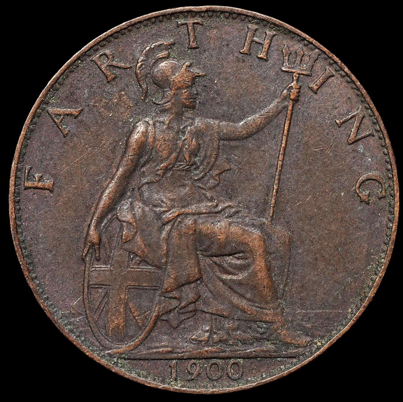 修遠堂世界钱币第106期，请看参拍说明 1900年英国1法新铜币