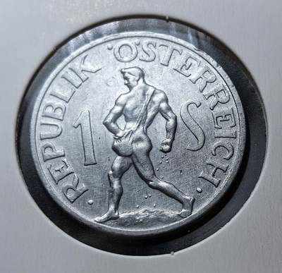 外国优质老铜币银币苏联纪念章，每周六晚九点倒数截拍，满百包邮可寄存，持续收拍 - 奥地利第二共和国1947年1先令，1945 年先令取代帝国马克重为法定货币，1947 年此币正式流通。正面单头鹰为战后国徽，背面播种者形象源自奥地利画家埃格 - 利恩茨作品，象征战后重建与希望。