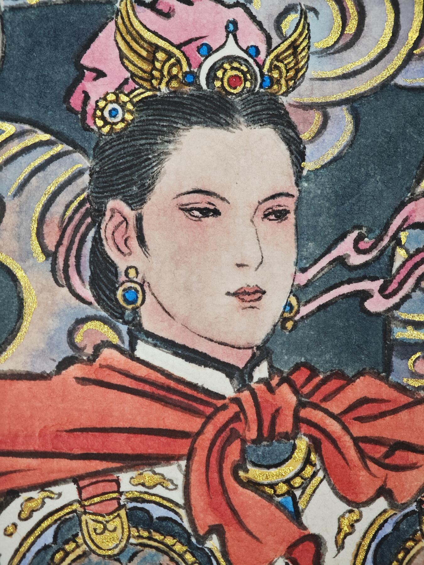 白泽拍卖卡牌手绘专场第33期（去岁千般皆如愿 今年万事定称心） 2025 冯涛手绘画 狗-扈三娘 尺寸：30cm*41.5cm  冯涛亲签