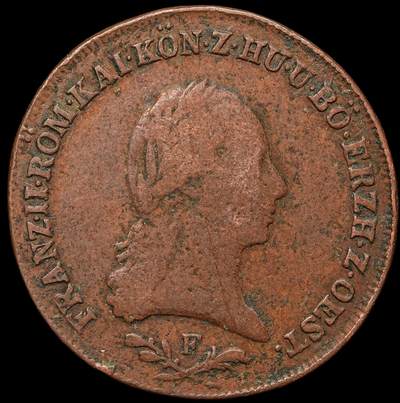 修遠堂世界钱币第106期，请看参拍说明 - 1800年神圣罗马帝国-奥地利6克鲁泽铜币 F厂铭