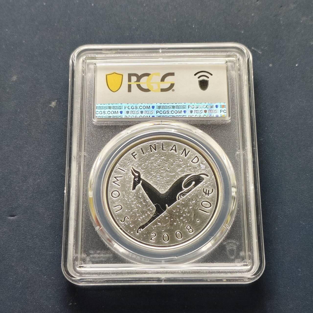 【全场包邮】纯粹捡漏拍509场 【收藏级·亚军分】芬兰2008年10欧元作家米卡·沃尔塔里诞辰100周年精制纪念银币【38.6毫米25.5克92.5%】-PCGS PR69 DCAM（更高分仅2枚）