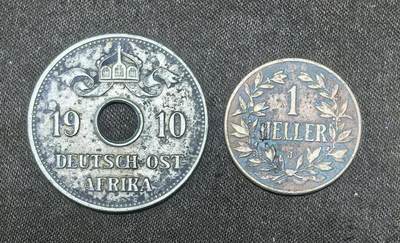 北京马甸外国币专卖第148期，非贵金属外国流通币，纪念币币，中国早期纪念币专场，陆续上拍，欢迎关注 - 1910年德属东非10赫勒，1赫勒