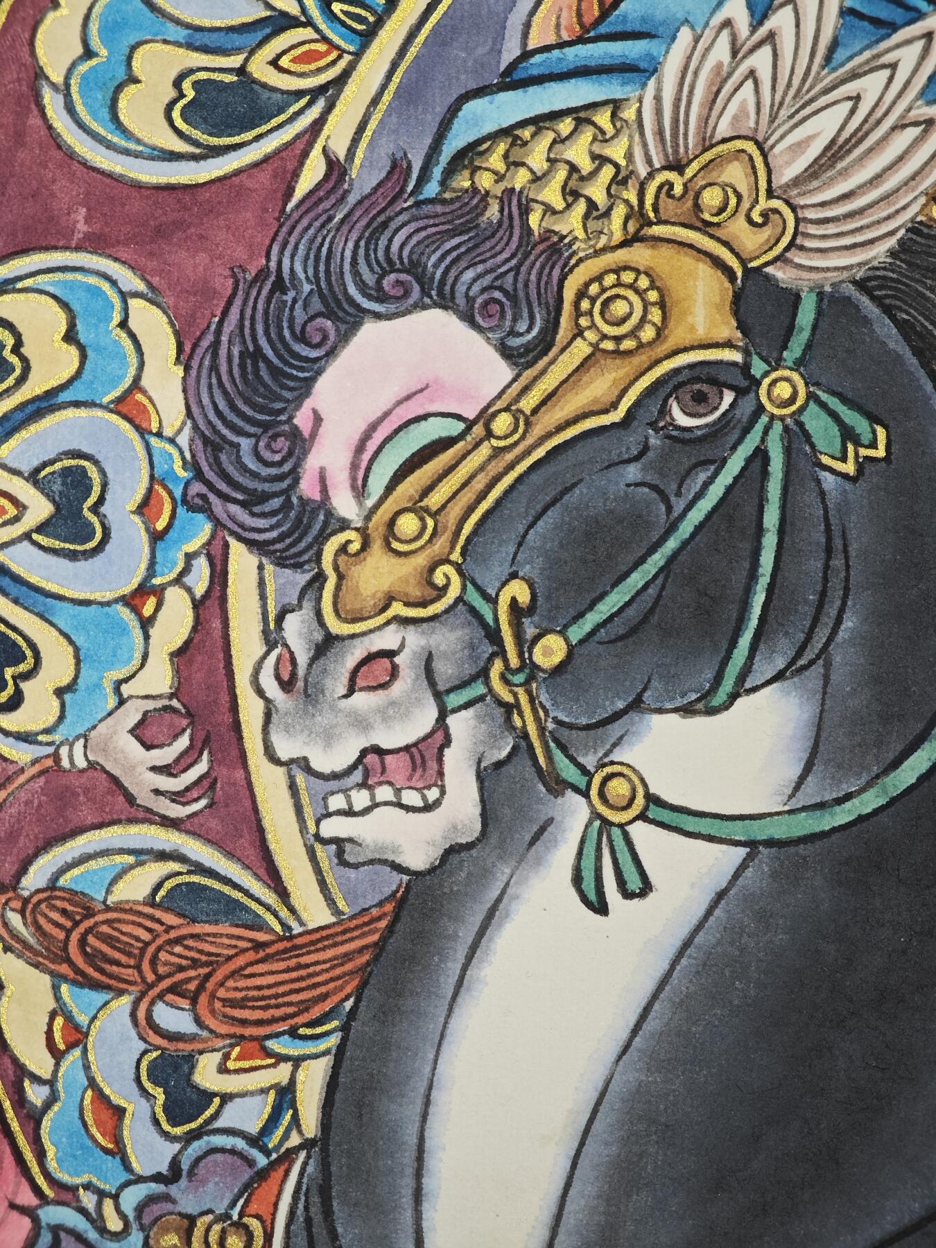 白泽拍卖卡牌手绘专场第33期（去岁千般皆如愿 今年万事定称心） 2025 冯涛手绘画 鸡-扈三娘 尺寸：30cm*41.5cm  冯涛亲签