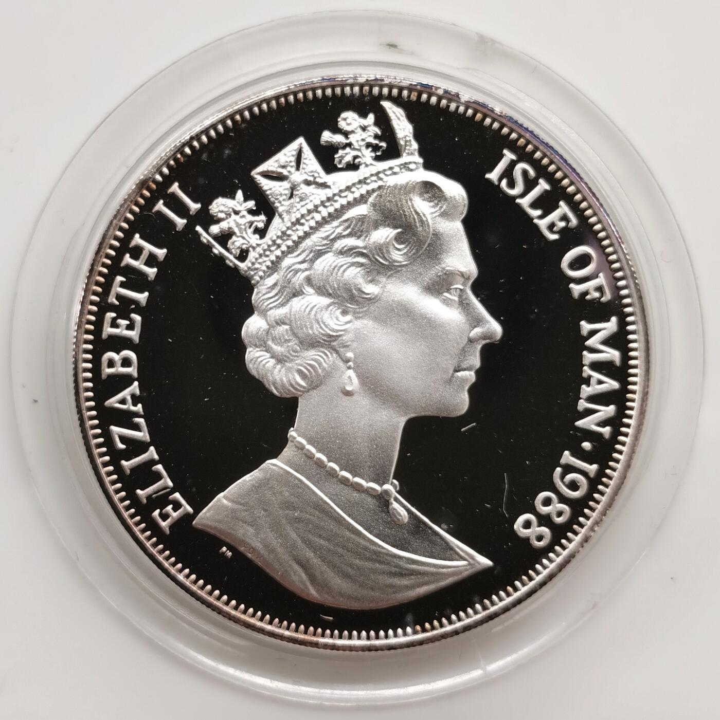 博洋堂世界钱币拍卖第163期（全场包邮） 马恩岛（英）1988年1克朗精制银币 猫系列-马恩岛猫（又叫无尾猫） 1盎司999银 发行量：1万5千