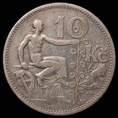 修遠堂世界钱币第106期，请看参拍说明 - 1931年捷克斯洛伐克10克朗银币，10g，含银70%，顶部焊点
