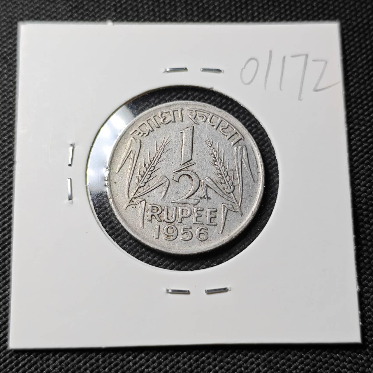 KK钱币收藏小铺   第401期 2月预留时间 周末发货  1956印度1/2卢比 大年