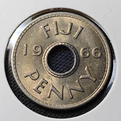 KK钱币收藏小铺   第401期 2月预留时间 周末发货 - 1966斐济1便士 好品 