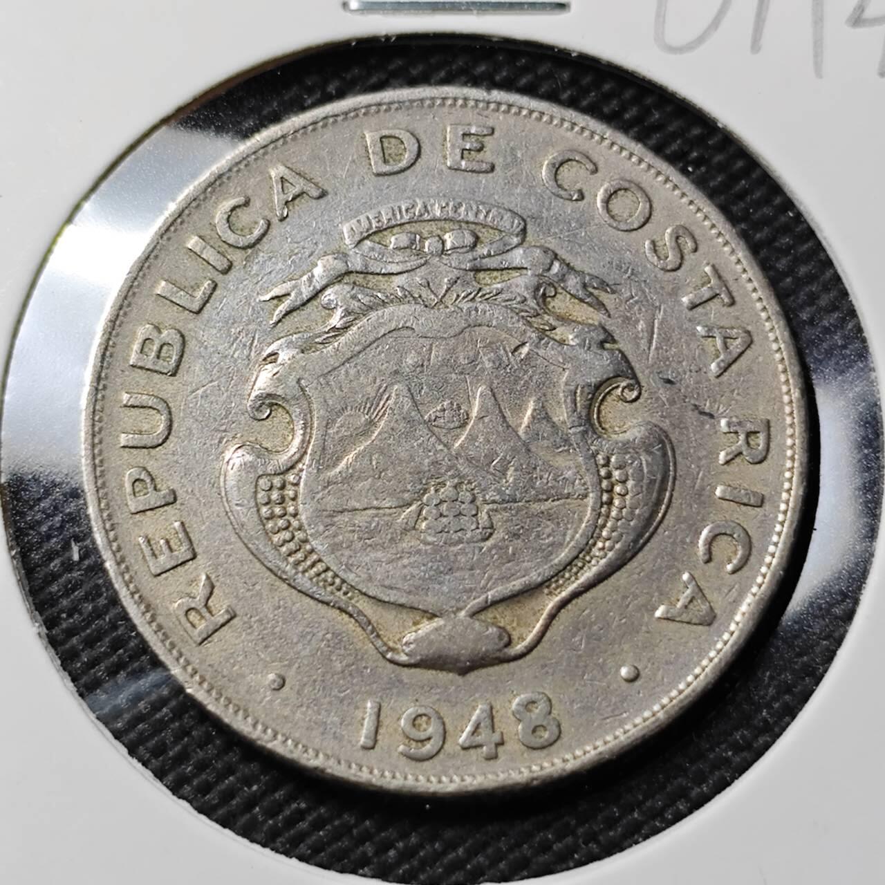 KK钱币收藏小铺   第401期 2月预留时间 周末发货  1948哥斯达黎加1科朗