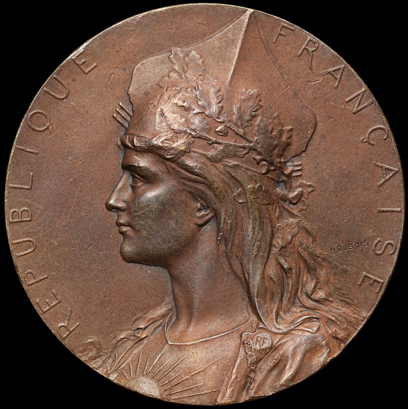 修遠堂世界钱币第106期，请看参拍说明 19世纪末-20世纪初法国埃纳省议会艺术荣誉大铜章，45.45mm，46.18g