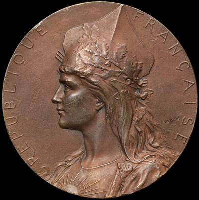 修遠堂世界钱币第106期，请看参拍说明 - 19世纪末-20世纪初法国埃纳省议会艺术荣誉大铜章，45.45mm，46.18g