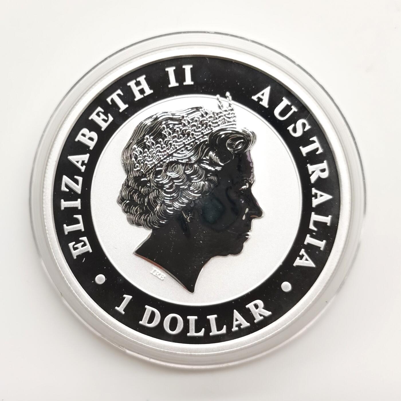 博洋堂世界钱币拍卖第163期（全场包邮） 澳大利亚2018年1元普制银币 笑翠鸟（带狗私印） 1盎司9999银 发行量：约1万