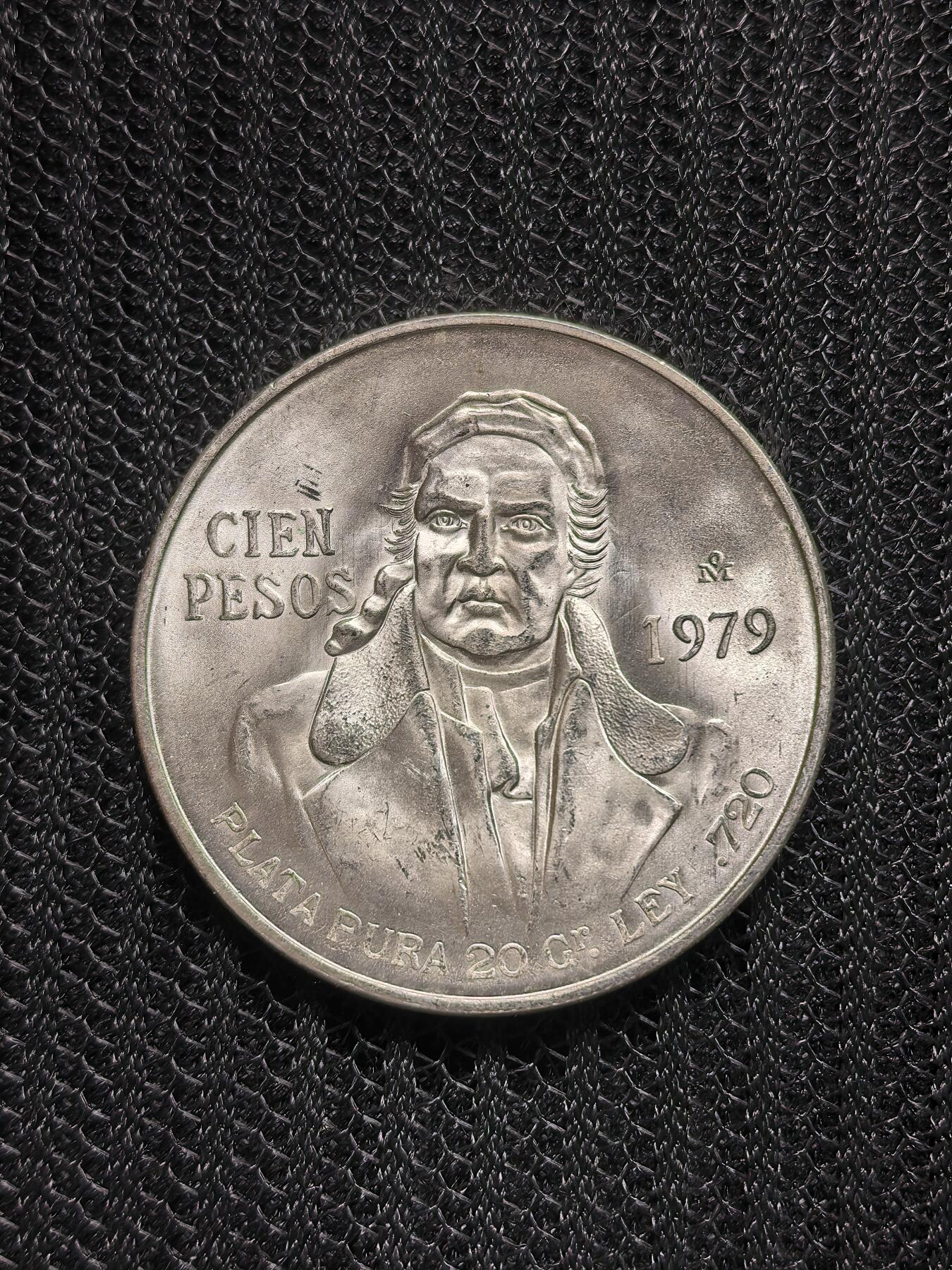 道一币馆币章第一百六十八场 墨西哥1977年莫雷洛斯像100比索鹰洋银币  27g 720s